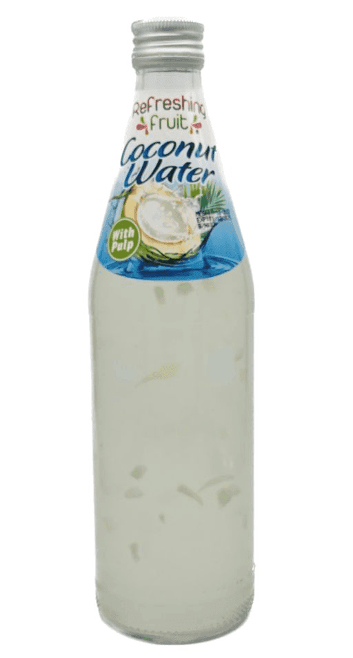 REFRESHING FRUIT COCONUT WATER WITH PULP BOTTLE 12/ 485ML (16.4 OZ)